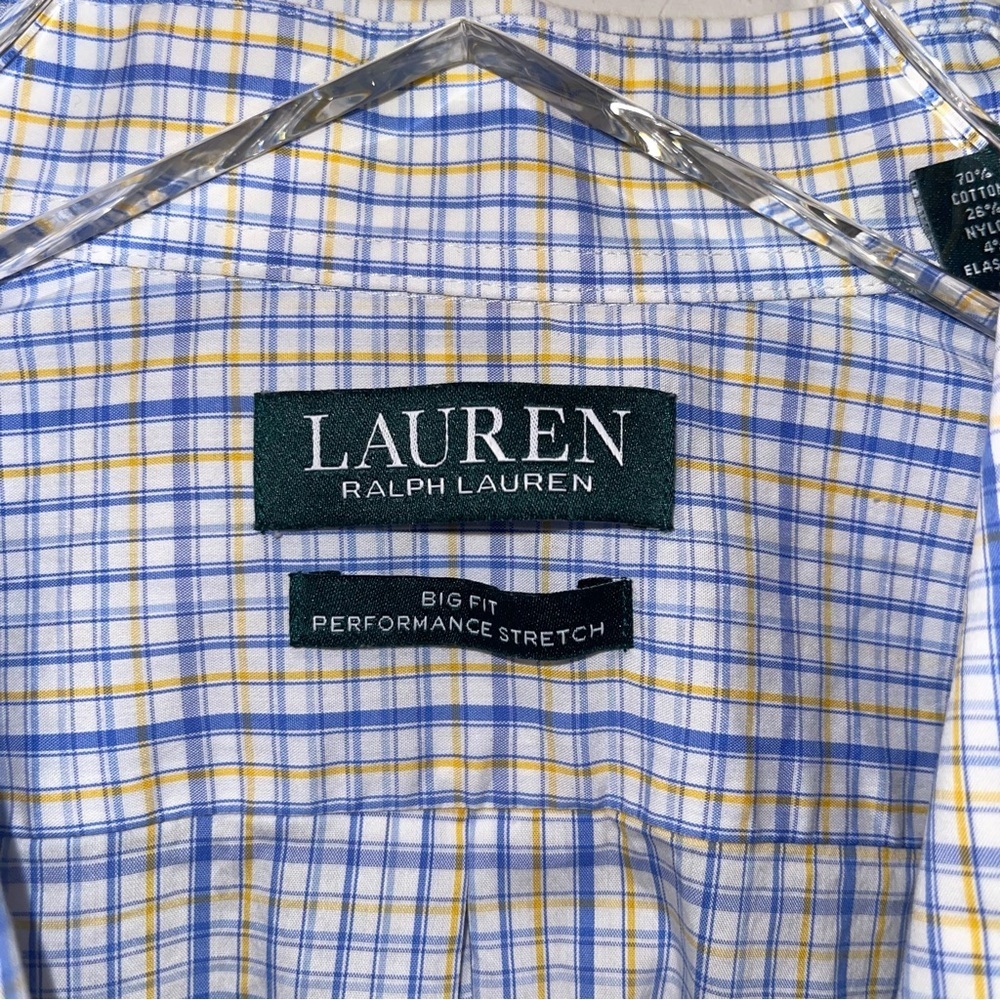 Ralph Lauren Men's Performance Stretch Big Fit Plaid Shirt Size 18.5 - Picture 2 of 8